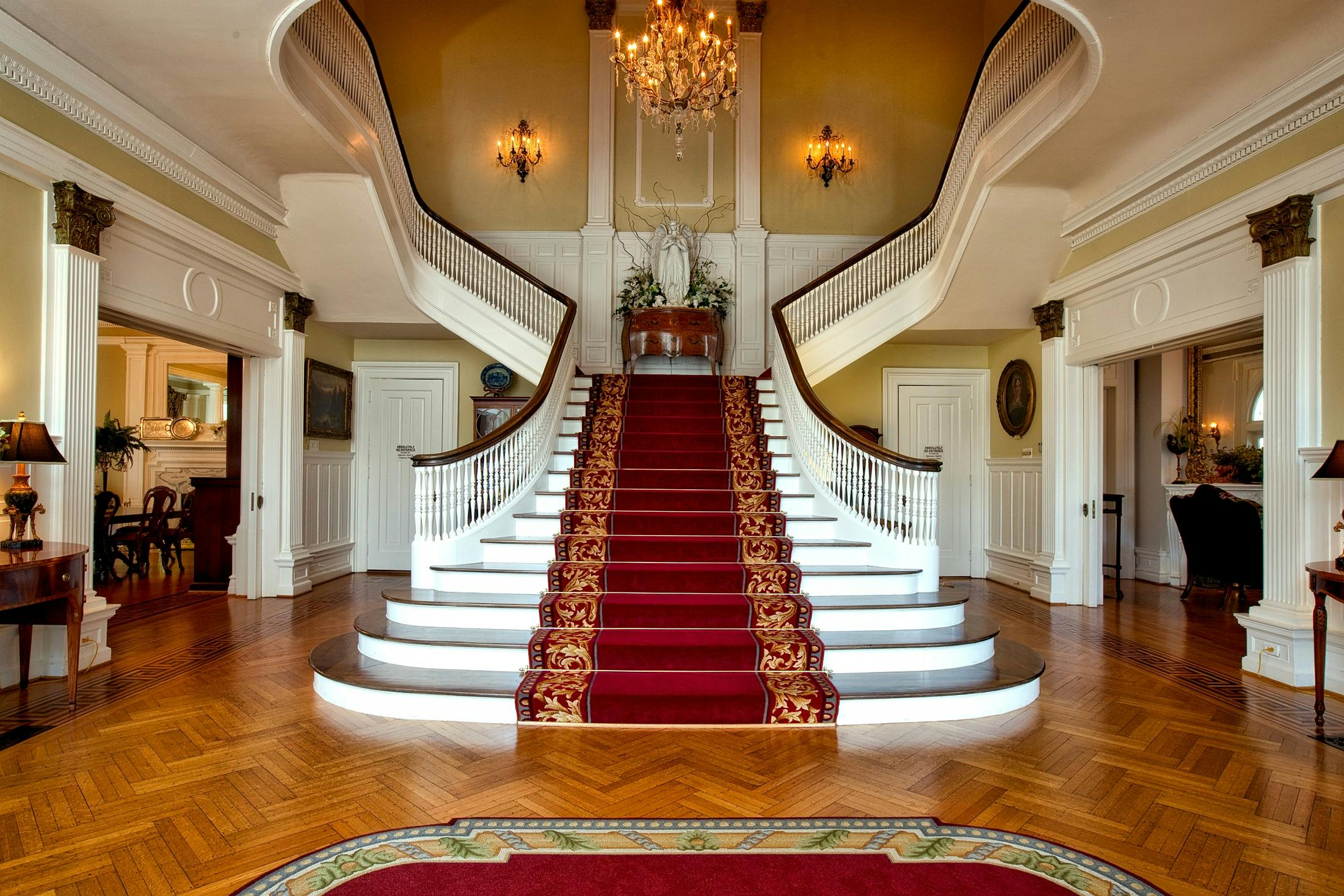 Luxury interior with elegant wallpaper installation